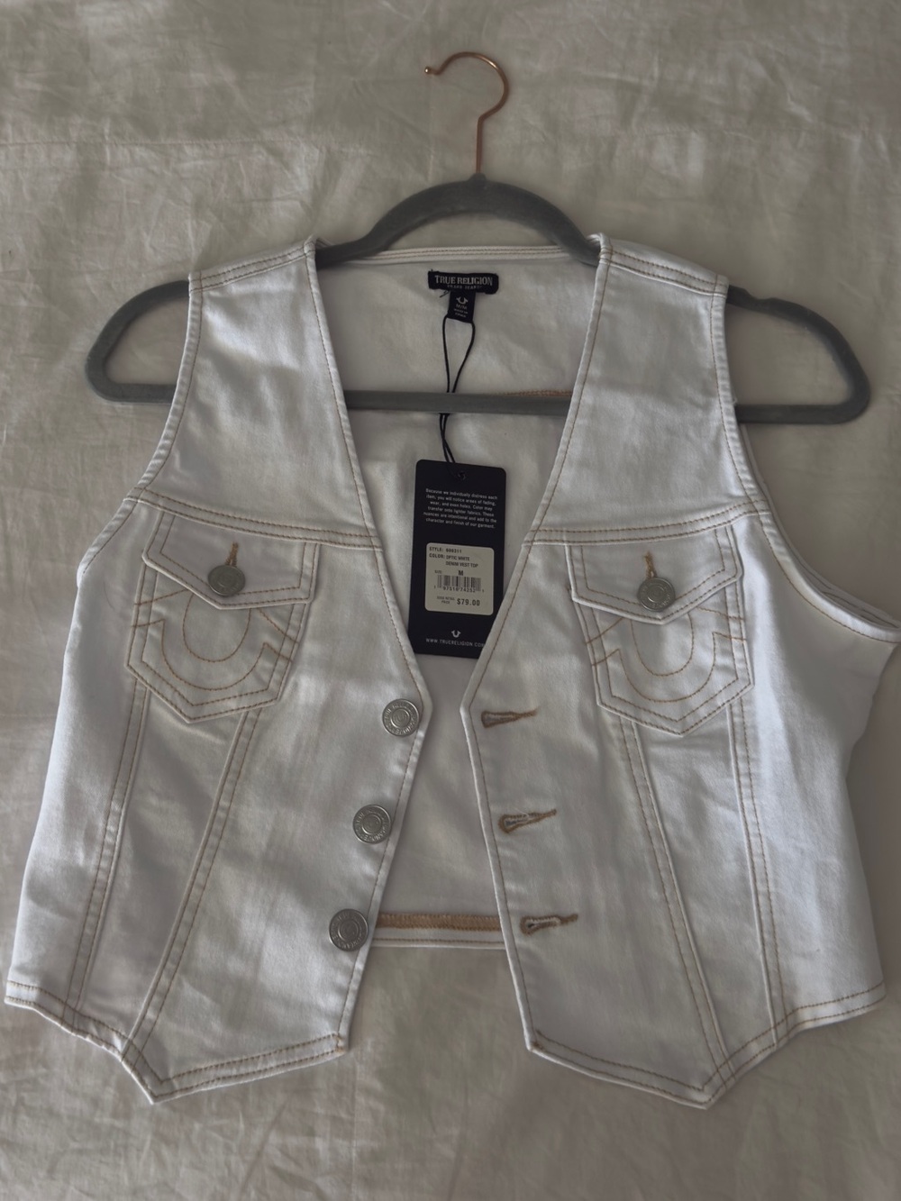 White Denim Vest Top